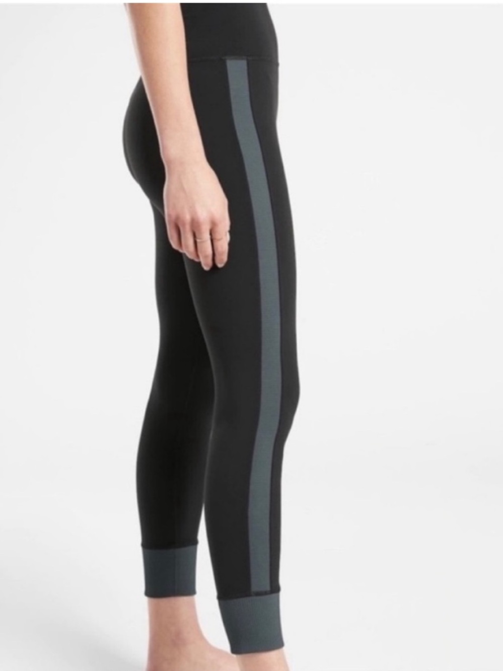 Athleta Elation Rib Trim 7/8 Leggings Women’s XXS Black & Grey